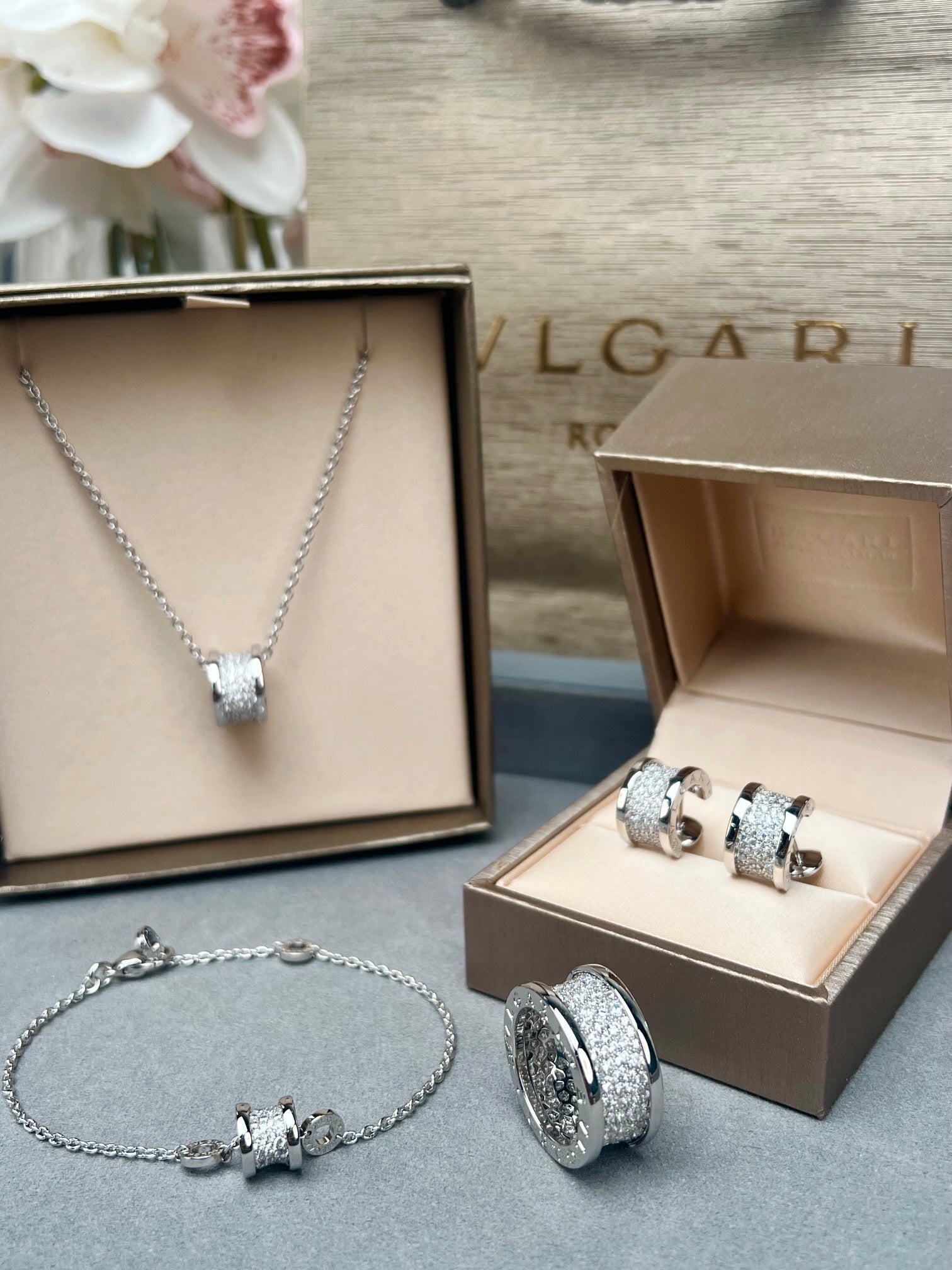 LuxluxHouse Best Quality Accessories Earrings Necklace  Bvlgari